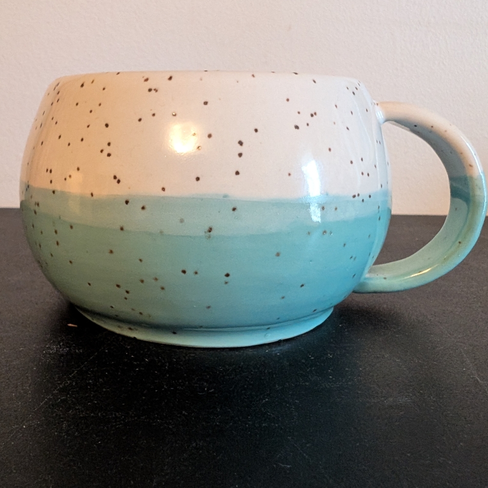 Speckled Blue and Cream Ceramic Mug